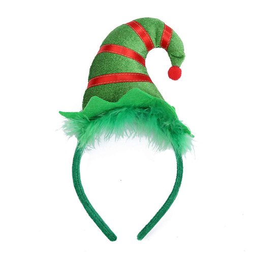 Christmas Elf Headband Xmas Elf Hat Hair Band Women Elf Feather Headpiece Elves Hairband Hair Hoo...