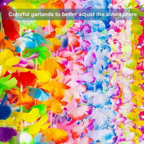 Domasty 50 PCS Necklace Hawaiian Leis Luau Flower Leis for Party Favors Hawaiian Leis Vibrant Beautiful Colors for Party - Birthday Wedding Beach Party Decorations or Party Supplies.