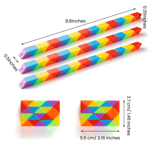 Yeetec Fidget Snake Cube Kids Party Favors Rainbow Twist Puzzle Toy for Christmas Stocking Stuffers Party Bag Fillers and Supplies School Prize Toys and Gifts (6)