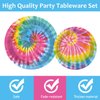 100 Pcs Tie Dye Party Plates and Napkins Set Tie Dye Birthday Party Decorations Girls Tie Dye Supplies Tie Dye Tableware Tie Dye Themed Party Favors for Boys Birthday Party Decorations Serves 25