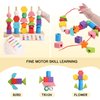 Montessori Toys Bead Sequencing Set, Wooden Lacing Beads &Stacking Shape Colors Blocks Threading Toys, Toys for 2 3 4 5 6 Year Old Educational Preschool Learning Toys Gifts for Kids Boy Girl Toddler