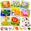Wooden Puzzle for Toddler 1-3, 8 Pcs Toddler Puzzle Ages 2-4, Baby Animal Puzzle for Toddler, Montessori Puzzles Toys for 1 2 3 Year Old Boy Girl, Learning Preschool Educational Puzzle Toy(8 Pcs)