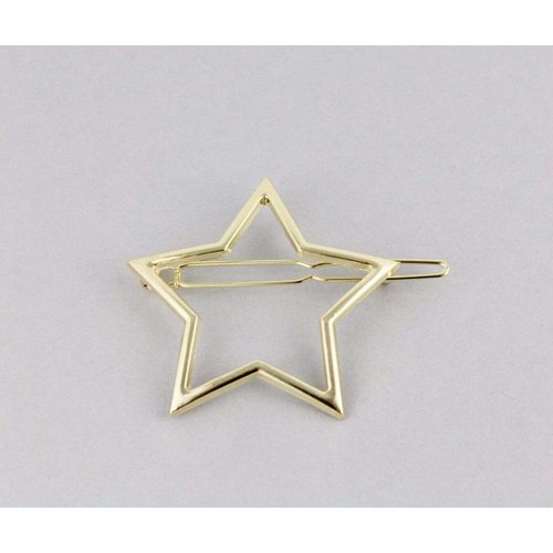 Gold star barrette outline shape metal hair clip barrette gold shiny clip