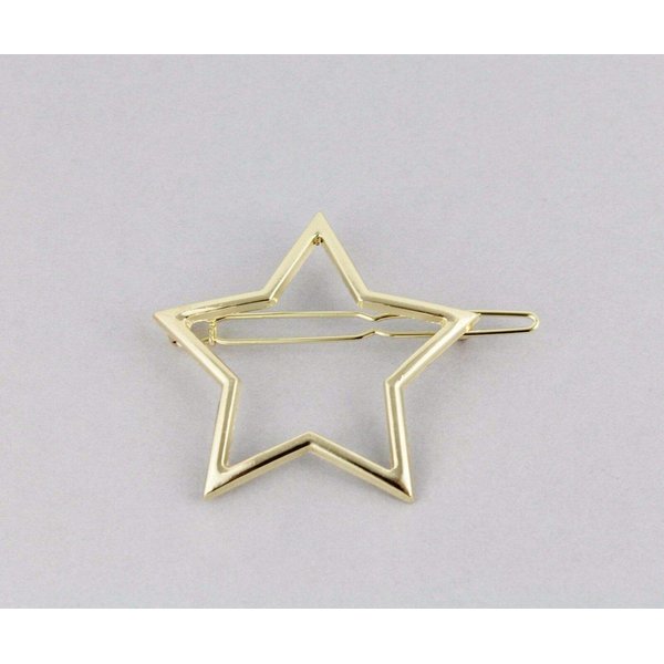 Gold star barrette outline shape metal hair clip barrette gold shiny clip