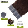 Tape in Hair Extensions Human Hair Dark Brown Extensions Seamless Skin Weft Tape in Hair Straight Remy Hair Extensions Tape in 20 PCS Invisible Adhesive 40G Real Hair Extensions 18 Inch for Women