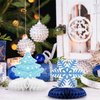 12PCS Winter Wonderland Party Decorations 3D Honeycomb Winter Centerpieces for Tables Blue White Christmas Party Supplies for Kids Birthday Xmas Holiday Party Prop Favors
