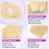 Tape in Hair Extensions Human Hair Bleach Blonde 14Inch Human Hair Extensions Tape in 40g Blonde Tape in Hair Extensions Human Hair 20Pieces/Pack Hair Extensions Real Human Hair Tape in for Black Women(14Inch,#613,40g)