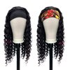 Ubetta Curly Headband Wigs Human Hair Glueless None Lace Front Wigs for Black Women Deep Wavy Brazilian Virgin Remy Human Hair Machine Made Wigs with Headband Attached 22 Inch 150% Density