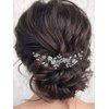 Latious Flower Bride Wedding Hair Comb Silver Crystal Bridal Hair Pieces Rhinestones Hair Clip Vintage Leaves Hair Accessories for Women and Girls