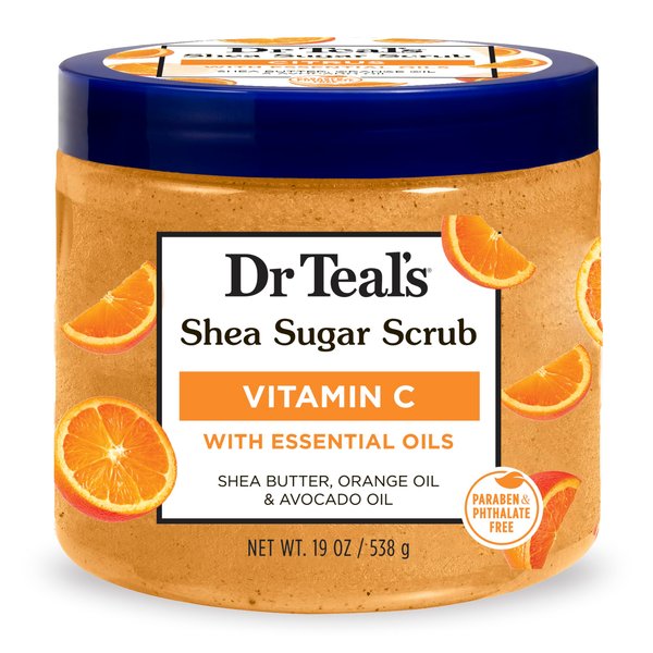 Dr Teal's Shea Sugar Body Scrub, Citrus with Essential Oils & Vitamin C, 19 oz