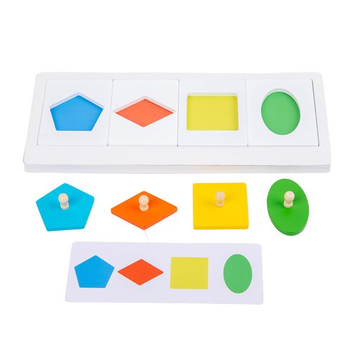 Adena Montessori Colorful Multiple Shape Puzzles Toys for 6-12 Months 1 Year Old Toddler Babies First Shapes Geometric Jumbo Knob Wooden Puzzle Color Sorter (24 Pieces)