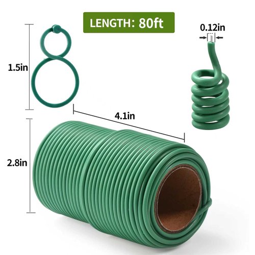 TELENT OUTDOORS 80 Feet Soft Plant Ties Green Plant Twist Ties, Plant Ties for Support with 20 PCS Plant Clips, Gardening Supplies for Plants Office Home Organization 3mm Diameter