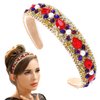 deladola Red Rhinestone Padded Headband Glitter Crystal Hairband Baroque Headbands Festival Party Headwear for Women (A)