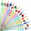 DTOFOOT 15Pcs Football Theme Straws, Football Party Favors Drinking Straws Decorations Supplies Reusable Straws for Football Birthday Party