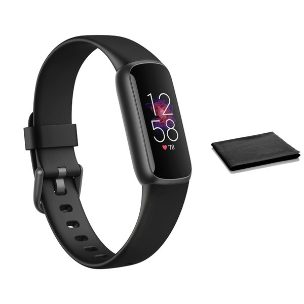 Fitbit Luxe Fitness, Activity & Wellness Tracker – Stress, Sleep & 24/7 Heart Rate Monitor, Color Display, Black/Graphite, One Size with Small & Large Bands, Bluetooth for iPhone Android, with Cloth