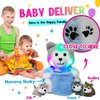 Hopearl LED Plush Husky with Removable Bucket Lighting Up Stuffed Mommy Dog with 3 Baby Puppies in Basket Floppy Stuffed Animal Playset Night Lights Glow in The Dark Birthday Gifts for Kids, 10''