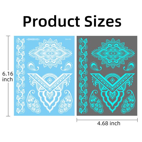 HAIIDOAK Temporary Tattoos (Starlight), 9 Pcs Glow in the Dark Henna Tattoo Kit, Perfect for Choker, Hand and Collar Decoration Rave Festival Accessories (Style B)