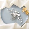 Easedaily Flower Bride Wedding Hair Comb Silver Crystal Bridal Hair Piece Rhinestone Hair Clip Hair Accessories for Women and Girls