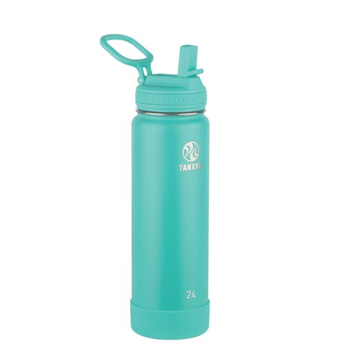 Takeya Actives 24 oz Vacuum Insulated Stainless Steel Water Bottle with Straw Lid, Premium Quality, Teal