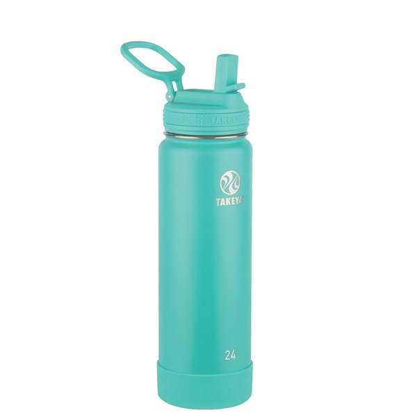 Takeya Actives 24 oz Vacuum Insulated Stainless Steel Water Bottle with Straw Lid, Premium Quality, Teal