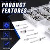 Glarks 160Pcs M3.2/M4/M4.8 Blind Rivets 304 Stainless Steel Pop Rivets Assortment Kit for Joining Metal Plate, Automotive, Instruments, Furniture