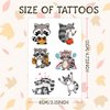 144 PCS Raccoon Temporary Tattoos Stickers, Raccoon Party Favors Supplies Woodland Raccoon Birthday Party Decorations Gifts for Kids Boys Girls Classroom Rewards, 24 Sheets