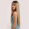 EMMOR Ombre Blonde Wig with bangs for Women, Long Straight Natural Synthetic Hair Dark Root Wigs, Party Cosplay Daily Use (28" Ombre Blonde)