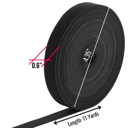 Mr. Pen- Elastic Band, 0.6", 11 Yards, Black, Elastic Band for Sewing, Black Elastic Band, Elastic Straps, Stretch Elastic for Sewing, Fabric Elastic Band, Waistband Elastic