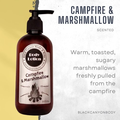 Black Canyon Campfire & Marshmallow Scented Luxury Body Lotion with Lanolin and Jojoba Oil, 8 Oz