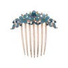 Micro Traders Flower Hair Comb Rhinestone Wedding Bride Headpiece Hair Ornament Decorative Hair Accessories for Women And Girls Hairstyles Blue