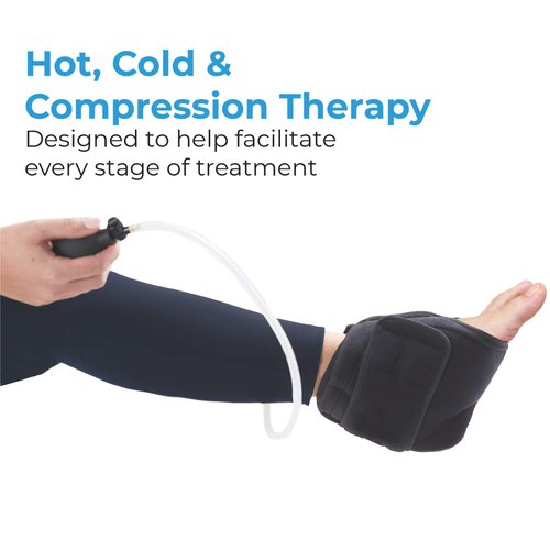 NatraCure Hot and Cold Air Compression Ankle Brace Wrap Ice Pack for Ankle Pain, Achilles Tendons, Bursitis - Compression for Ankle Swelling - Ankle Gel Wrap for Torn Ankle Ligament for Men & Women