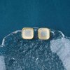 Allereyae Vintage Square Opal Earrings Opal Square Stud Earrings Moonstone Stud Earrings Geometric Square Earrings Jewelry for Women