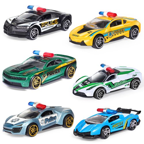 Oriate 6 Packs 1/64 Die-cast Sheriff Police Sports Cars Kids Toy Cake Topper Set, Rescue Vehicle ...