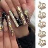 20Pcs Crown Nail Charms Silver Luxury Nail Rhinestones for Gold Silver Luxury Nail Gems Crafts Alloy Exquisite Crown Nail Art Charms Designs Acrylic Silver Nails Shiny for Women DIY Decoration