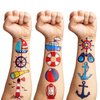 8 Sheets (96PCS) Nautical Anchor Temporary Tattoos Theme Birthday Party Decorations Supplies Favors Stickers for Kids Adults Boys Girls Gifts Classroom School Prizes Rewards