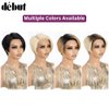 DÉBUT Human Hair Pixie Wig Side Part Lace Front Wigs with Side Fringe Swept Bangs Short Pixie Cut Wig Ombre Brown to 613 Dark Roots with Blonde