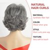 SEVENCOLORS Short Grey Wigs for White Women Layered Mixed Silver Curly Wigs with White Bangs Grandma Synthetic Hair Gray Wigs for Older Women