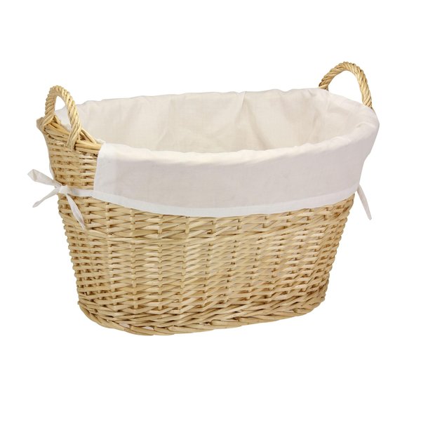 Household Essentials ML-5569 Willow Wicker Laundry Basket with Handles and Liner | Natural Brown