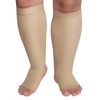 KEKING® Extra Wide Calf Compression Socks for Men & Women, 20-30 mmHg Compression Stockings Open Toe - Plus Size Knee High Support Hose for Varicose Veins, Pain Relief, Swelling, Beige XXL