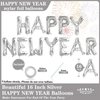 16 Inch Silver Happy New Year Letter Balloons, Big 2025 Happy New Year Letter Balloons Foil Silver Balloons for 2025 Happy New Year Eve Celebration Decorations Party New Years 2025 Balloons Silver
