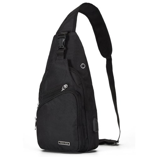 Seoky Rop Men Women Sling Backpack Anti Theft Crossbody Shoulder Chest Bag with USB Charging Port Wine Red