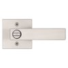 Kwikset Singapore Entry Door Handle with Lock and Key, Secure Keyed Reversible Lever Exterior, For Front Entrance and Bedrooms, Satin Nickel, Pick Resistant Smartkey Rekey Security and Microban