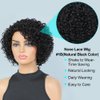 Short Curly Human Hair Wigs For Black Women UDU Short Curly Wigs Human Hair Non Lace Glueless Wig with Bangs Side Part Wigs (Nature Black)