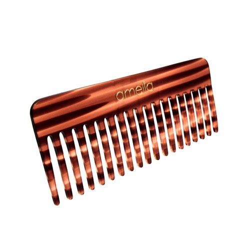 Amelia Beauty Cellulose Acetate 6in Rake Detangling Comb, Handmade, Smooth Edges, Eco-Friendly Plant Based Material, Course Teeth - Tortoise Shell Color