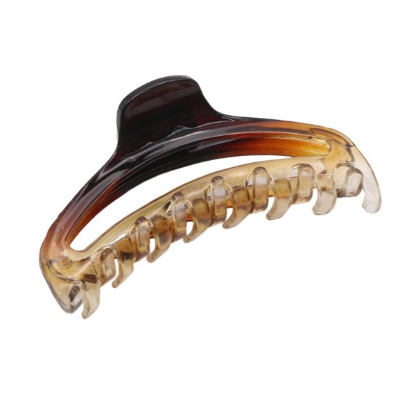 Parcelona French Slim Double Shaded Crystal Clear Tortoise Brown Shell Celluloid Small 2 3/4" Hairgrips Claw Clip Clamp Clutcher for Fine Hair for Women and Girls