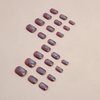 MISUD Press on Nails Short Square Fake Nails Glossy Glue on Nails Blue Ombre Acrylic Nails Purple Chrome Squoval Artificial Nails Bling Glitter Stick on False Nails with Design 24 pcs