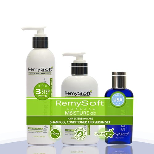 RemySoft Moisturelab System - Safe for Hair Extensions, Weaves and Wigs - Salon Formula Shampoo, ...