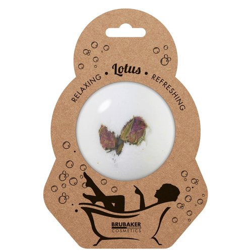 BRUBAKER Big Handmade "Lotus" Fizzy Bubble Bath Bomb - All Natural, Vegan, Organic Ingredients - Essential Oils for Moisturizing Dry Skin - Perfect Relaxation - 8.1 oz