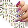 6 Sheets Christmas Green Nail Stickers for Nail Art - SHANRUN Cute Cartoon 3D Nail Art Stickers Self-Adhesive Sliders Nail Decals Supplies for Xmas Nail Tips DIY Press on Nails Decoration Accessories
