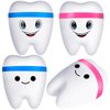 ZHWKMYP 4 Pcs Tooth Stress Ball, Slow Rising Jumbo Cartoon Teeth Shaped Stress Balls for Adults Dental Office, Teeth Stress Ball for Kids Bulk Party Favors